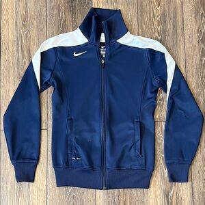 Nike Dri-Fit Jacket Womens Small Blue White Full Zip Track Activewear Warm Up